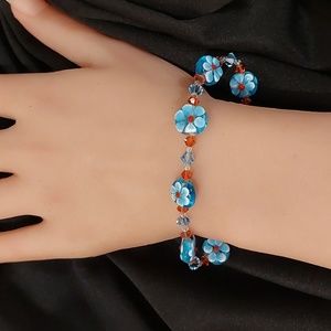 Source Unknown Blue Floral Bracelet